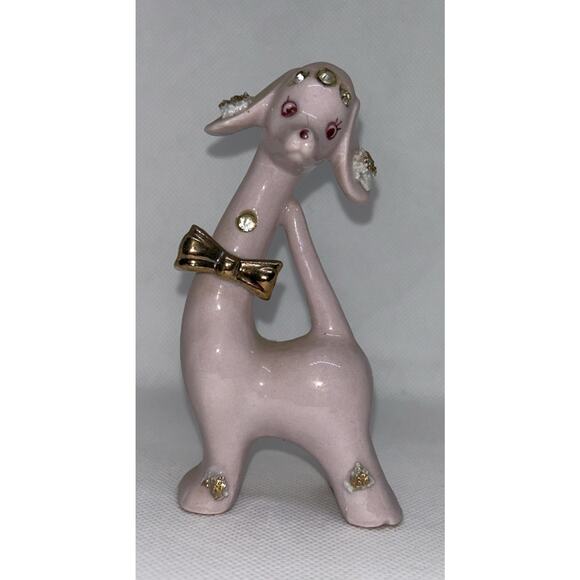 Vtg THAMES MCM Pink Porcelain Dog Spaghetti Trim Japan 1950s - Picture 1 of 7